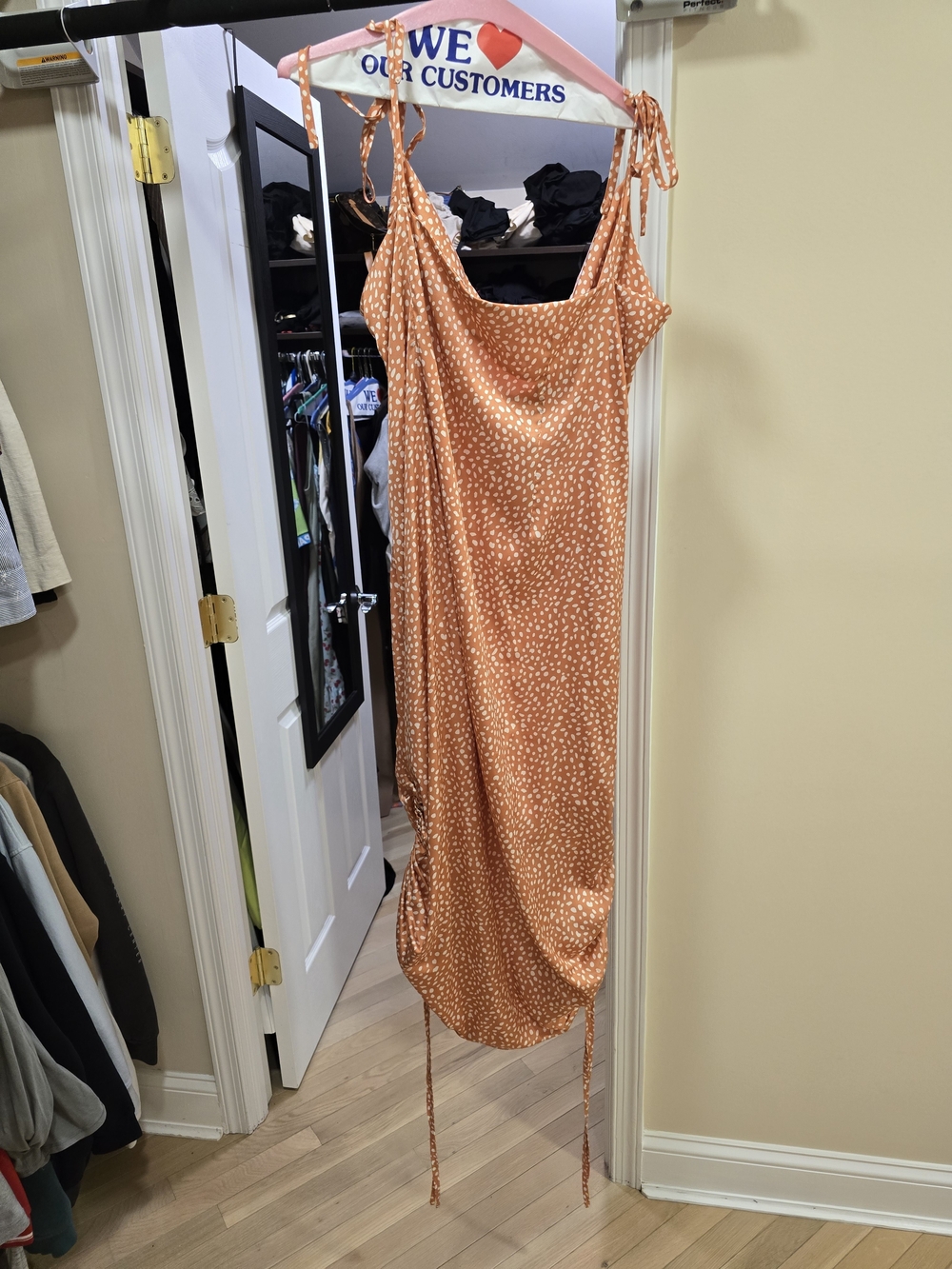 Women's Rust Orange Tie-Strap Slip Dress